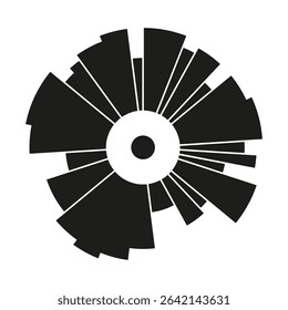 Circular abstract burst. Vector sun symbol. Black white rays. Geometric radial design.