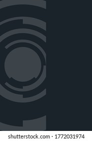 Circular abstract dark background with sidebar. Vector round illustration. 