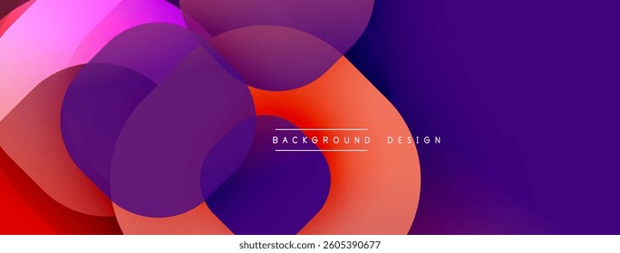 Circular abstract design with overlapping translucent circles and round shapes, blending gradients and smooth curves, creating depth, contrast, and a dynamic visual effect