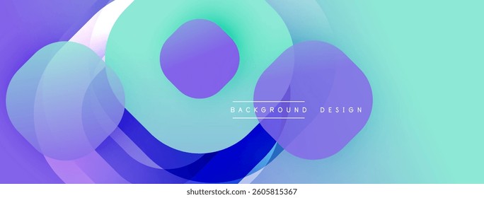 Circular abstract design with overlapping translucent circles and round shapes, blending gradients and smooth curves, creating depth, contrast, and a dynamic visual effect