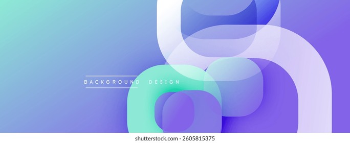 Circular abstract design with overlapping translucent circles and round shapes, blending gradients and smooth curves, creating depth, contrast, and a dynamic visual effect