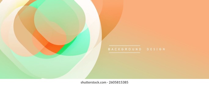 Circular abstract design with overlapping translucent circles and round shapes, blending gradients and smooth curves, creating depth, contrast, and a dynamic visual effect