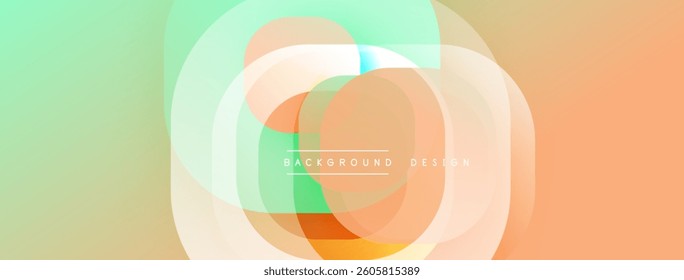 Circular abstract design with overlapping translucent circles and round shapes, blending gradients and smooth curves, creating depth, contrast, and a dynamic visual effect