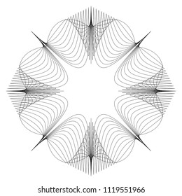 Circular abstract element. Outline, contour radial, radiating shape