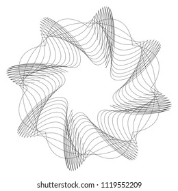 Circular abstract element. Outline, contour radial, radiating shape
