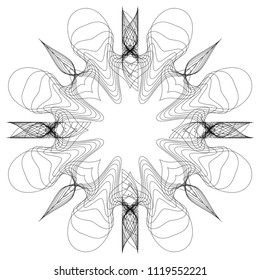 Circular abstract element. Outline, contour radial, radiating shape