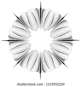 Circular abstract element. Outline, contour radial, radiating shape