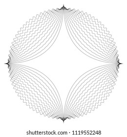 Circular abstract element. Outline, contour radial, radiating shape