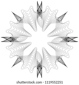 Circular abstract element. Outline, contour radial, radiating shape