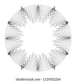 Circular abstract element. Outline, contour radial, radiating shape