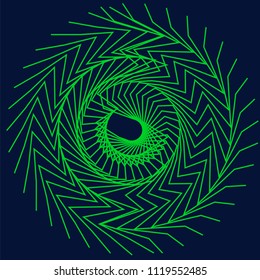 Circular abstract element. Outline, contour radial, radiating shape