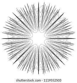 Circular abstract element. Outline, contour radial, radiating shape