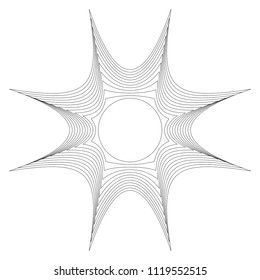 Circular abstract element. Outline, contour radial, radiating shape