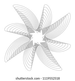 Circular abstract element. Outline, contour radial, radiating shape