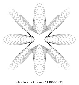 Circular abstract element. Outline, contour radial, radiating shape