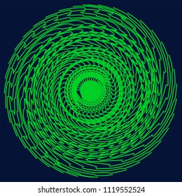 Circular abstract element. Outline, contour radial, radiating shape