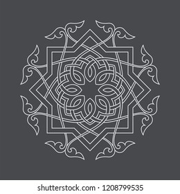 Circular abstract floral pattern in Arabic style. Round vector ornament. Mandala
