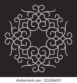 Circular abstract floral pattern in Arabic style. Round lace vector ornament. Mandala.