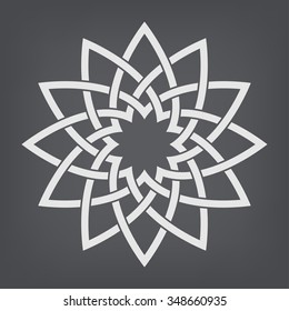 Circular abstract floral pattern. Lotus.  Mandala. Round vector ornament in Arabic style. Arabesque.