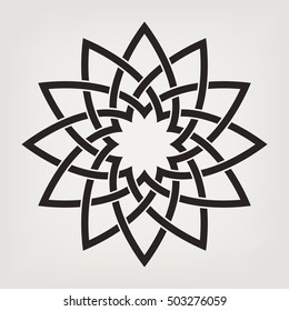 Circular abstract floral pattern. Mandala. Round vector ornament with intertwined flowers; and curls. Arabesque.