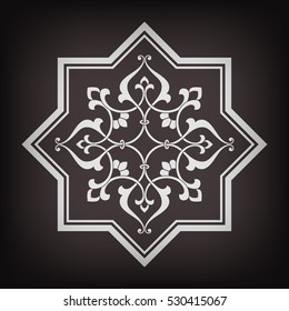 Circular abstract floral pattern. Mandala. Round vector ornament with intertwined branches, flowers  and curls. Arabesque.
