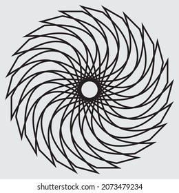 Circular abstract floral pattern. Round vector ornament with stylized intertwined branches, flowers and curls.