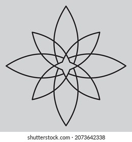 Circular abstract floral pattern. Round vector ornament with stylized intertwined branches, flowers and curls