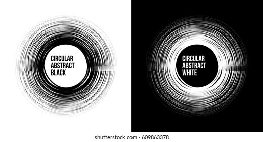 Circular Abstract frame Black and White with Halftone effect style.vector illustration eps 10