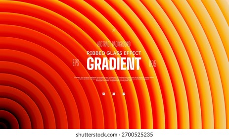 Fundo de gradiente abstrato circular com efeito de deslocamento de vidro, onda sonora iridescente neon amarelo vermelho com nervuras fractais com listras lisas brilhantes, padrão radial vetorial