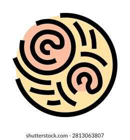 Circular abstract icon depicting a gas giant planet with dynamic swirling storm patterns and atmospheric features, representing space exploration and cosmic imagery
