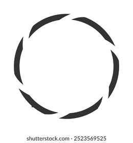 Circular abstract icon with dynamic design. Black and white vector illustration perfect for logos, tech, and modern design.