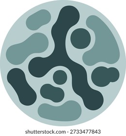Ilustração circular abstrata semelhante a células microscópicas em formas cinzentas em camadas