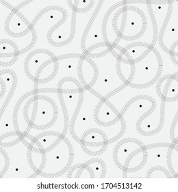 Circular abstract lines black and white seamless pattern for background, wrap, fabric, textile, wrap, surface, web and print design. Elegant minimal modern repeatable tile 