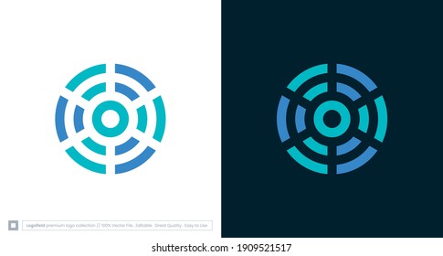 Circular Abstract Logo Design With Connection, Wifi, Maze Element .vector