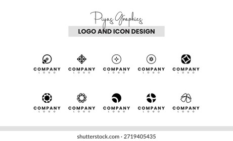 Conjunto de design de ícone de logotipo abstrato circular