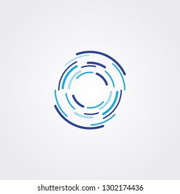 Circular abstract modern logo with line curve icon. Technology vector illustration.