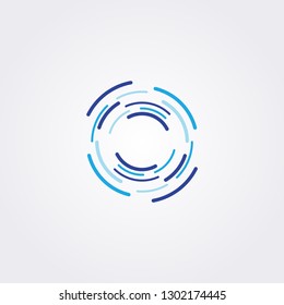 Circular abstract modern logo with line curve icon. Technology vector illustration.