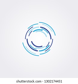 Circular abstract modern logo with line curve icon. Technology vector illustration.