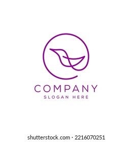 Circular Abstract Modern Monoline Bird Logo in purple color