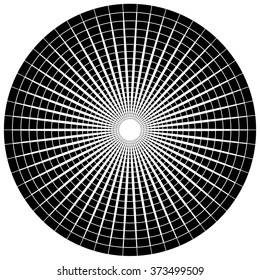 Circular abstract monochrome design element on white