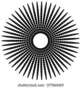 Circular abstract monochrome design element on white