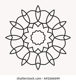 Circular abstract ornament with geometric mandala. Vector Decoration Ornament. Lines