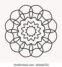Circular abstract ornament with geometric mandala. Vector Decoration Ornament. Lines
