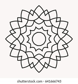 Circular abstract ornament with geometric mandala. Vector Decoration Ornament. Lines