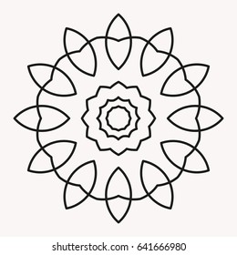 Circular abstract ornament with geometric mandala. Vector Decoration Ornament. Lines