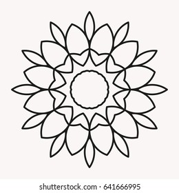 Circular abstract ornament with geometric mandala. Vector Decoration Ornament. Lines