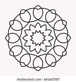 Circular abstract ornament with geometric mandala. Vector Decoration Ornament. Lines