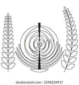 Circular abstract pattern. Botanical geometric shape. Symmetric artistic form. Vector illustration.