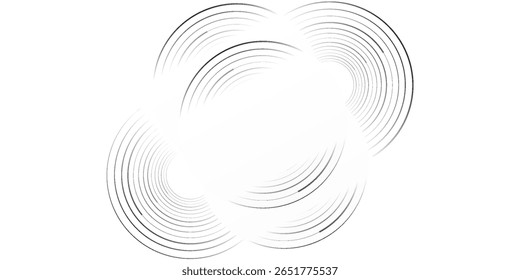 Padrão abstrato circular com linhas pretas minimalistas no fundo branco
