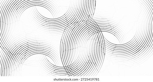 Patrón abstracto circular con líneas negras minimalistas sobre fondo blanco